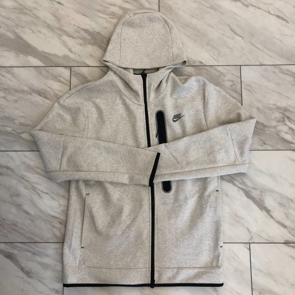 Nike Sportswear Tech Fleece Full Zip Hoodie White/Heather DD4688-100 Multi Size - Picture 3 of 12